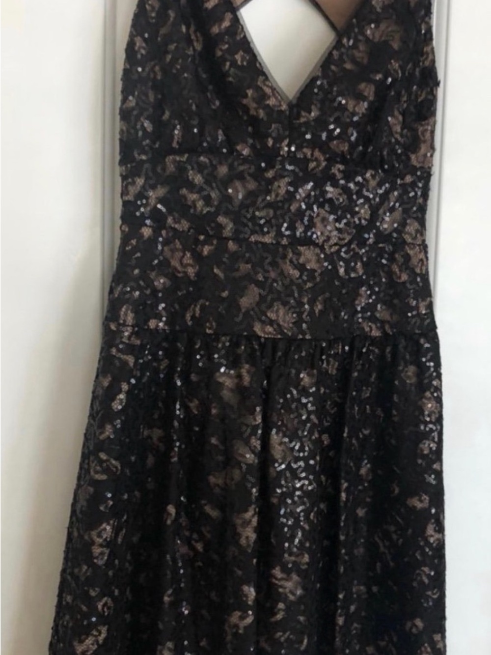 Black Sequin Lace Fit & Flare Dress